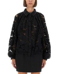 Patou - Balloon-Sleeve Lace Blouse - Lyst