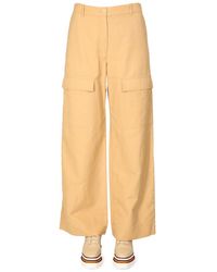 Stella McCartney - Cotton Blend Wide Leg Cargo Pants - Lyst