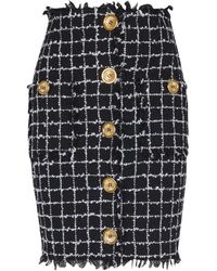 Balmain - Tweed Kokerrok Met Knopen - Lyst