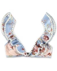 Zimmermann - Floral Ruffled Triangle Bikini Top - Lyst