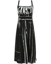 Prada - Printed Stretch Viscose Dress - Lyst