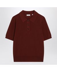 Burberry - Bordeaux Wool Polo Shirt - Lyst