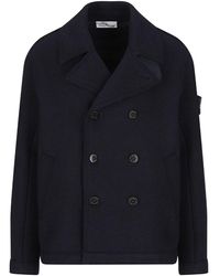 Stone Island - Double-Breasted Coat - Lyst