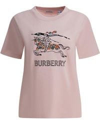 Burberry - Cotton T-Shirt With Ekd - Lyst