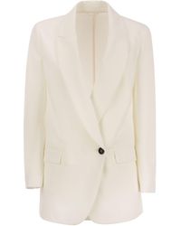 Brunello Cucinelli - Stretch Cotton Interplare couture veste avec bijoux - Lyst