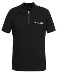 Balmain - Polo With Zip Closure And Classic Collar - Lyst