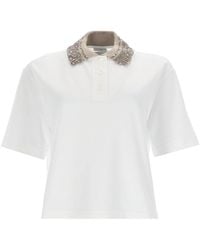 Brunello Cucinelli - Polo Shirt With Dazzling Collar - Lyst