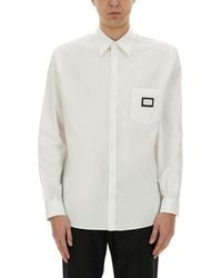 Dolce & Gabbana - Chemise blanche à plaque à logo - Lyst