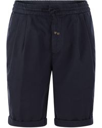 Brunello Cucinelli - Bermuda Shorts dans le vêtement teint en coton gabardine avec cordon et doubles fléchettes - Lyst