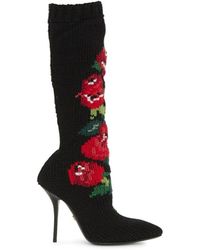 Dolce & Gabbana - Stivali di fiori in lana - Lyst