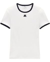 Courreges - Katoenen T-Shirt Met Contrasterende Afwerking - Lyst
