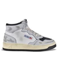 Autry - Vintage-Effect Leather Mid Sneakers - Lyst