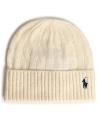 Polo Ralph Lauren - Ivory Wool Blend Beanie - Lyst