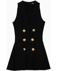 Balmain - Mini Dress With Buttons - Lyst
