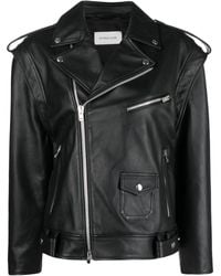 ARMARIUM - Off-Centre Zip Leather Jacket - Lyst