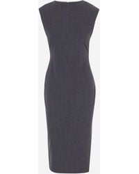 Jacquemus - Fitted Stretch Wool Midi Dress With Gathered Back Detail - Lyst