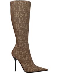 Versace - Stoff High Heel Stiefel - Lyst