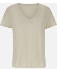 Woolrich - Cream Cotton V Neck T -shirt - Lyst