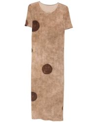 Uma Wang - Short Sleeved Midi Dress With Polka Dot Print - Lyst