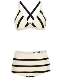 Moncler - Bouclé Gestreepte Bikini - Lyst