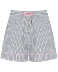 Ganni - Soft Chambray Striped Shorts - Lyst