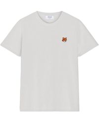 Maison Kitsuné - T-Shirt Met Vossenkoppatch - Lyst