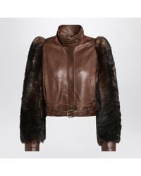 Chloé - Chloé Cropped Leather And Shearling Jacket - Lyst