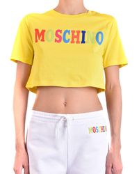 Moschino - Cropped T-Shirt With Bold Multicolored Lettering - Lyst