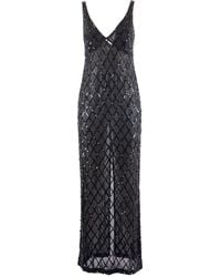 P.A.R.O.S.H. - Sequined Evening Dress With Deep V-Neckline - Lyst