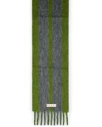 Marni - Gray Mohair Blend Sjaal Met Franjes - Lyst