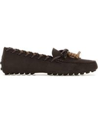 Tod's - Dark Suede Loafers - Lyst