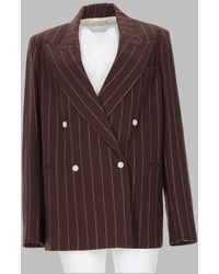 Alysi - Pinstriped Double-Breasted Wool Blazer - Lyst