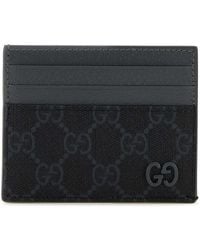Gucci - Gg Fabric And Leather Card Holder - Lyst
