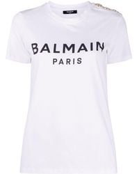 Balmain - Flocked Paris T-shirt - Lyst
