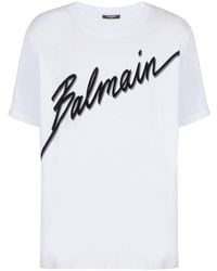 Balmain - Camiseta Logo Algodón - Lyst