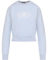 Balenciaga - Light Cropped Wool Pullover - Lyst
