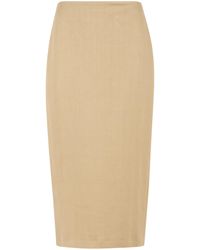 Max Mara - 'veranda' Diagonale Slanke Rok Van Kameellinnen - Lyst