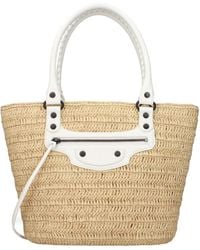 Balenciaga - Le City Raffia Shoulder Bag - Lyst