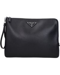 Prada - Mannens Leren Portemonnee Zwart - Lyst