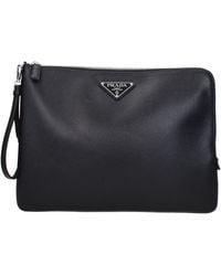 Prada - Clutch Man Leder schwarz - Lyst