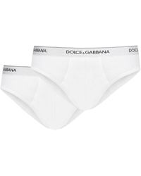 Dolce & Gabbana Ondergoed Slip Bi Pack Wit Katoen - Meerkleurig