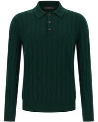 Zanone - Gevlochten Wollen Poloshirt - Lyst