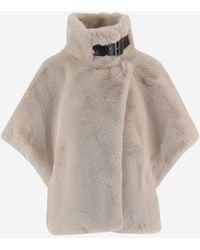 Pinko - Aspen Fur Effect Fabric Cape - Lyst