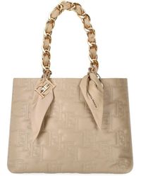 Elisabetta Franchi - Shopping Bag With Chain Foulard Scarf - Lyst