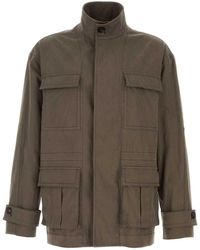 Ferragamo Cotton Ruched Effect Jacket in Brown | Lyst