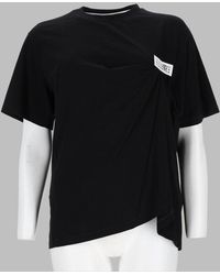 MM6 by Maison Margiela - Asymmetric Hem Cotton T-Shirt - Lyst