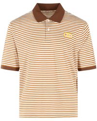 Marni - Two Tone Linen Blend Polo Shirt - Lyst