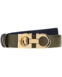 Ferragamo - Salvatore Army Leather Reversibile Belt - Lyst