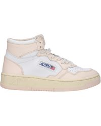 Autry - Sneakers Medalist Mid Donna Pelle Bianco/Nudo - Lyst