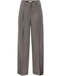 Peserico - Tailored Virgin Wool Stretch Trousers With Front Pleats - Lyst